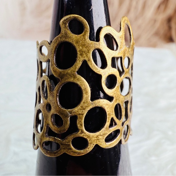 Vintage brasstone, bohemian chic 7 1/2 adjustable ring - Picture 1 of 3